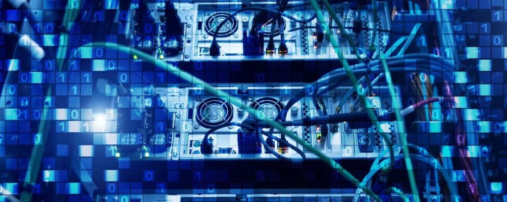 Datacenter met blauwe blokjes futuristisch
