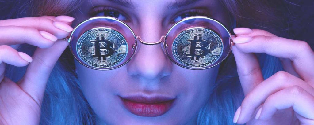 Bitcoin bril vrouw adobe stock