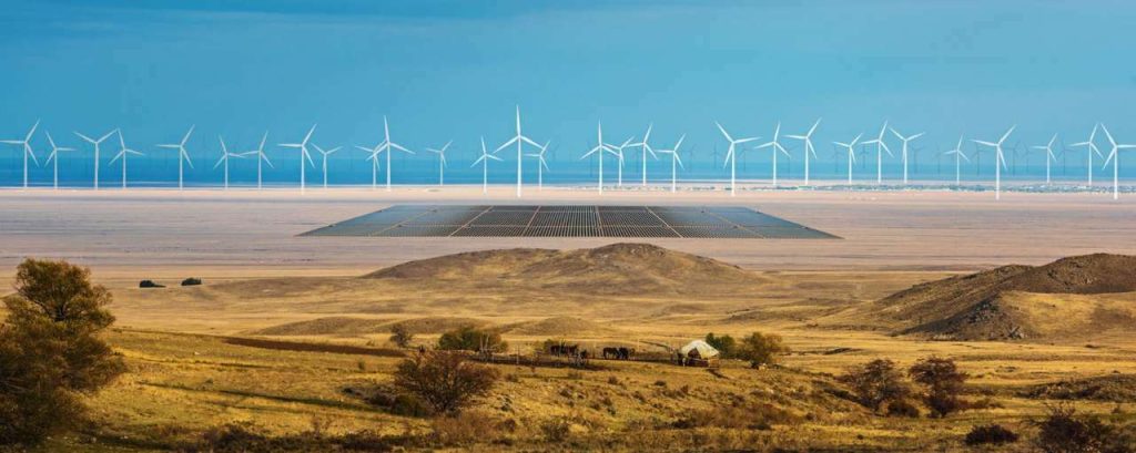 Steppen kazachstan visualisatie zon wind svevind