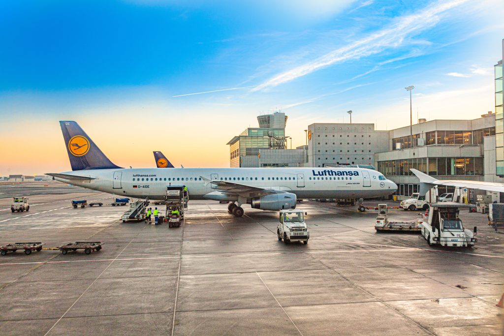 Lufthansa bij gate frankfurt