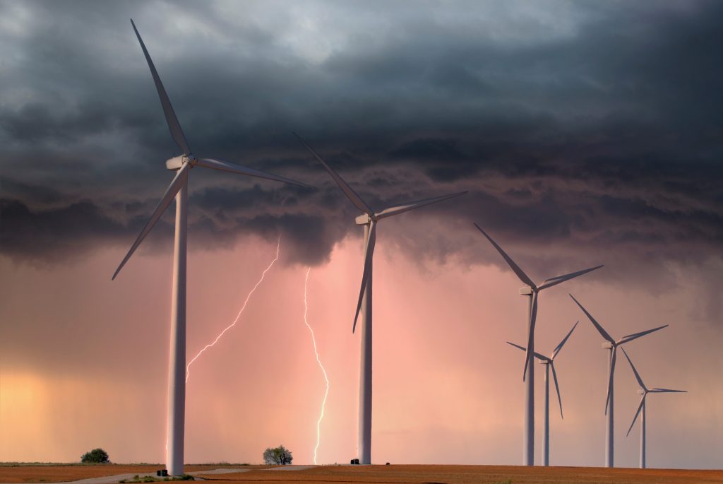 Storm bliksem wind energie windmolen