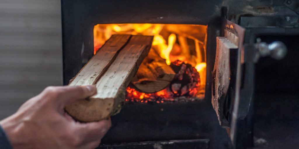 Hout kachel verbranden blok vuur
