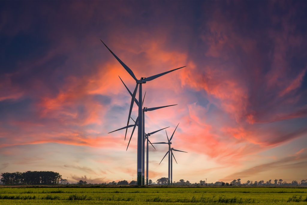 Windmolens in een rij