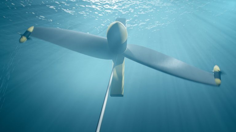Een artist impression van de rotor van Equinox Ocean Turbines