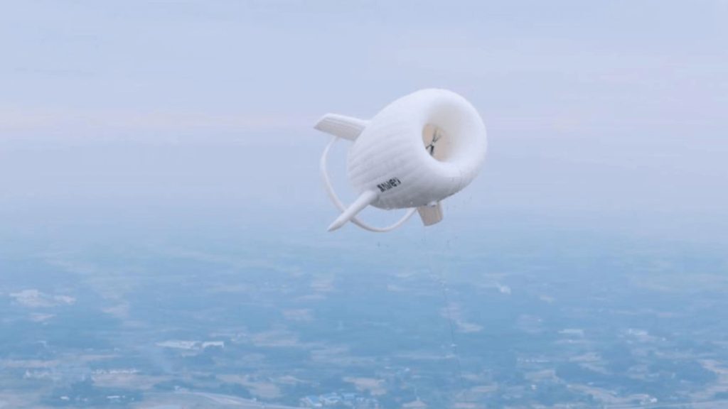 Zwevende windturbine in de lucht.