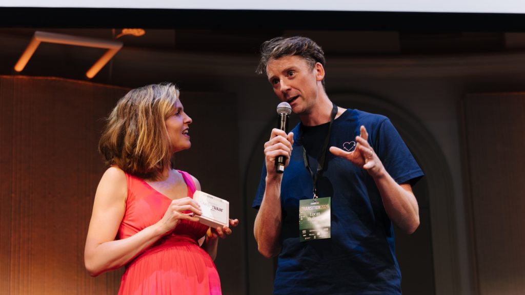 Boxo-oprichter Lucas Hullegie bij de uitreiking van de Transition Awards 2026