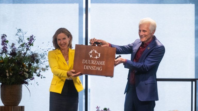 Klimaatminister Stientje van Veldhoven en Maurits Groen